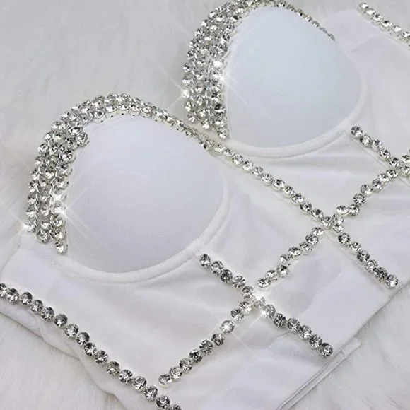 NEW Sparkling Bling Swarovski Crystal Rhinestone Bustier Bra Top + FREE …